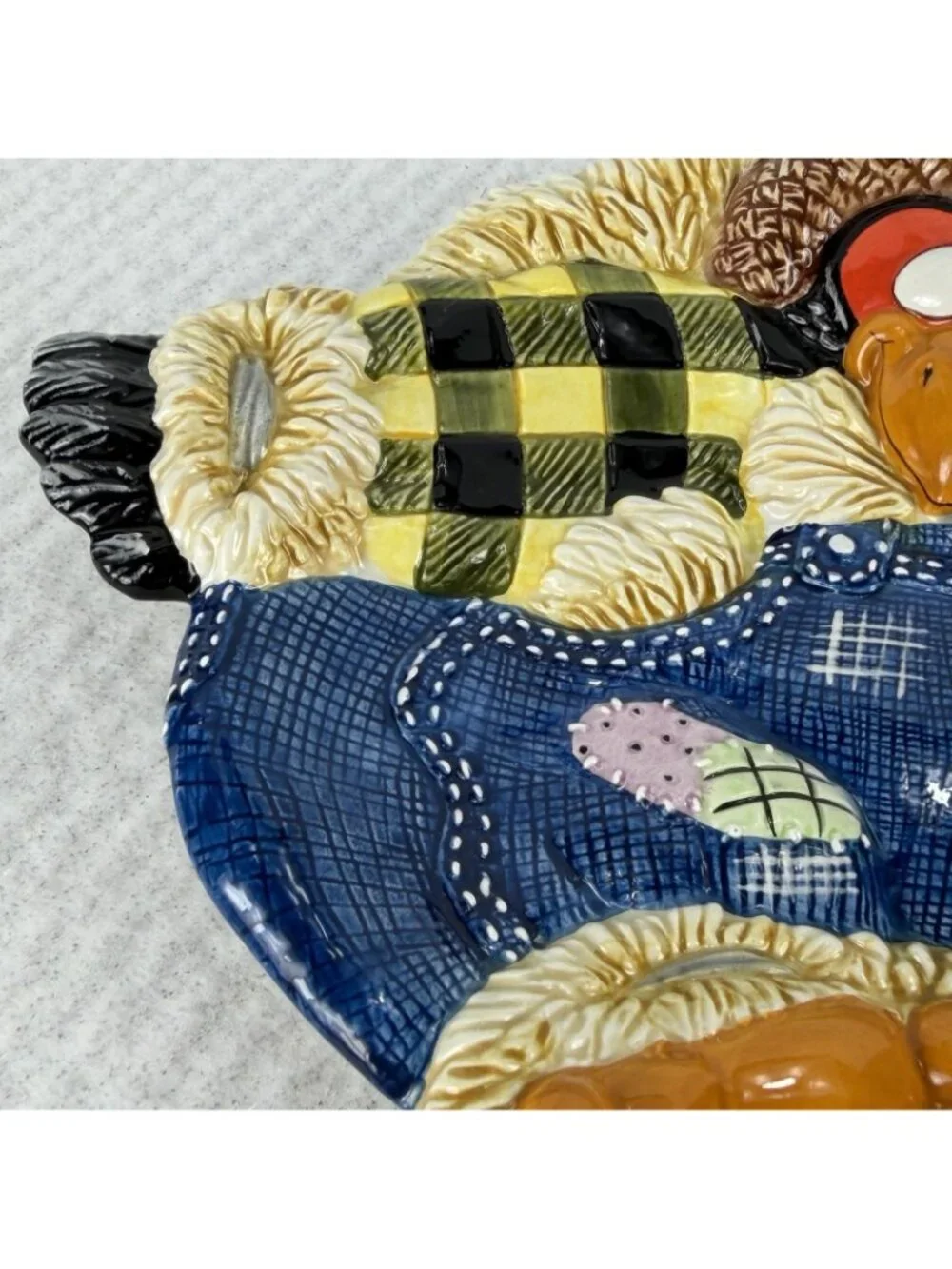 Fitz and Floyd Plate Scary Crow Canape Candy Wall Halloween Autumn 3D Retired